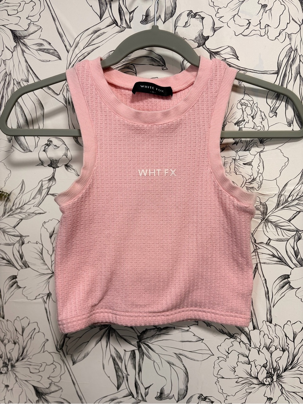 White Fox Boutique Light Pink Waffle Crop Tank